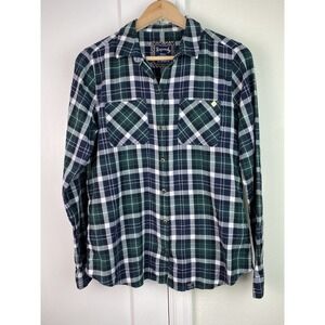 Superdry Men's S Blue Green White Plaid Long Sleeve Button Up Shirt